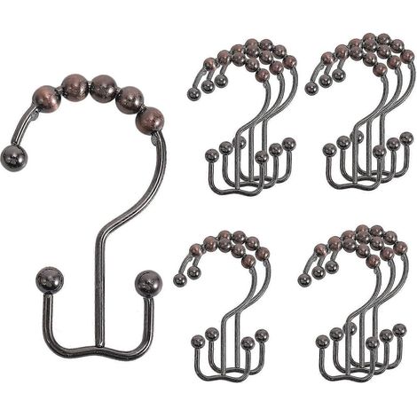Lot de 12 anneaux et crochets de rideau de douche en acier inoxydable (1/5)