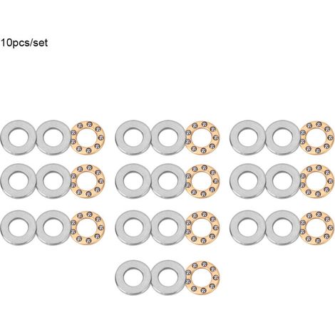 Jeu de roulements à billes de poussée miniatures en acier plat de haute précision 10 pièces (F5-12M 5x12x4mm) (1/5)