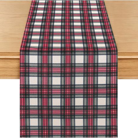 Chemin de Table, Tartan Rouge et Noir, 33x183 cm, 1 Pièce, Style Chalet Chic, décoration Table noël, Tissu épais, pour Buffet Hiver, Repas festifs, Ambiance chaleureuse, Lavable (1/5)