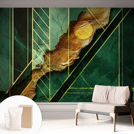Tapete Vliestapete mit Kleber - abwaschbar - Tapete mit Motiv - trendige Wanddeko - elegant Fototapete Geometrische Spannung 312x219 cm (1/5)