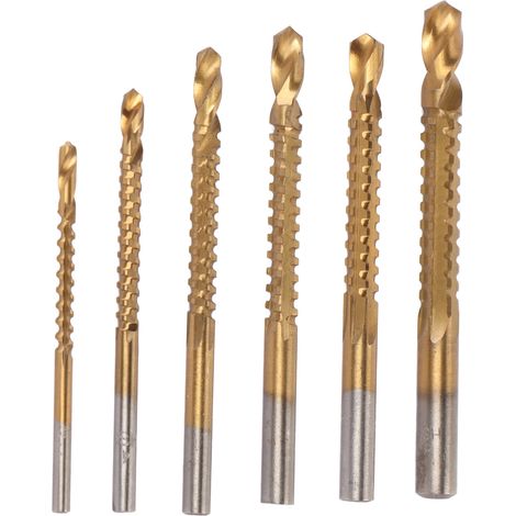 6 Pcs Spiral Saw Drill Bit 3 To 8mm HSS Serrated Side Cutting Drill Bits for Wood Metal Plastic