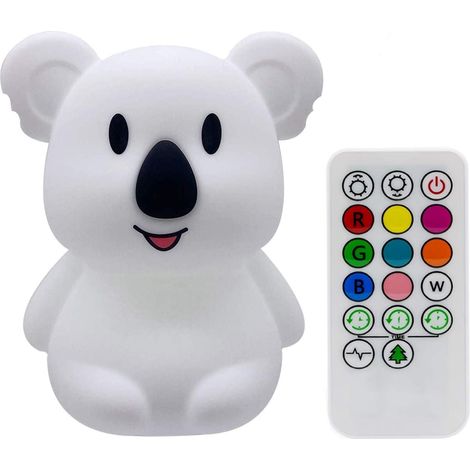 Veilleuse Enfant Koala LED - Lampe de Nuit Tactile 9 Couleurs, USB Rechargeable en Silicome Doux pour Chambre et Chevet - Éclairage d'Ambiance (142 caractères) (1/5)