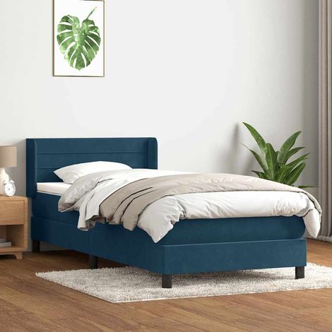 Boxspringbett mit Matratze Dunkelblau 80x220 cm Samt (1/5)