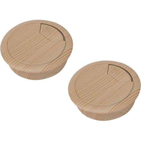 Passe-câbles de bureau, cache-trou de câble de bureau, 2 pièces 50/60 mm for table en plastique grain de bois, cache-trou de câble for ordinateur, fil rond (Style 2-50mm) (1/5)