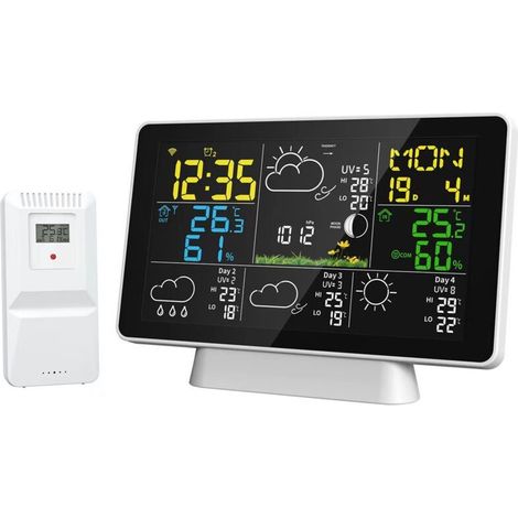 SJLERST Réveil calendrier perpétuel multifonctions, écran LCD couleur sans fil TUYA Smart WIFI Weather Forecast Réveil météo (1/5)