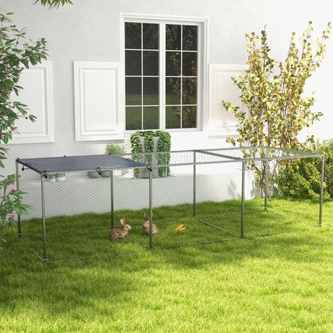Enclos poulailler cage clapier extérieur 3 m² pour petits animaux dim. 3 x 1 x 0,8 m acier galvanisé (1/5)