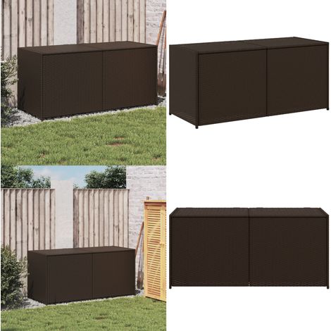 Boîte de rangement de jardin marron 283L résine tressée - Boîte De Rangement Jardin - Coffre De Jardin - Rangement Exterieur - Résine Tressée - Polyrotan - Home & Living