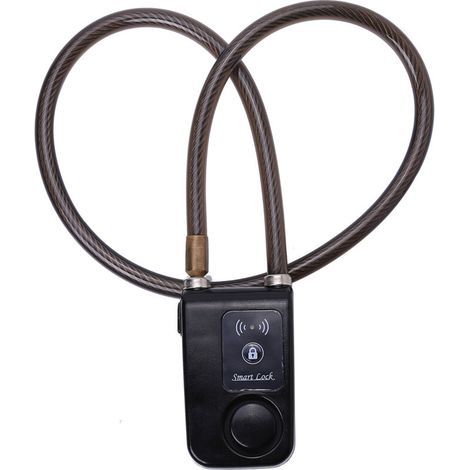 Serrure intelligente Bluetooth, contrôlable via une application, avec chaîne d'alarme et alarme de 105 dB (noire). (1/4)
