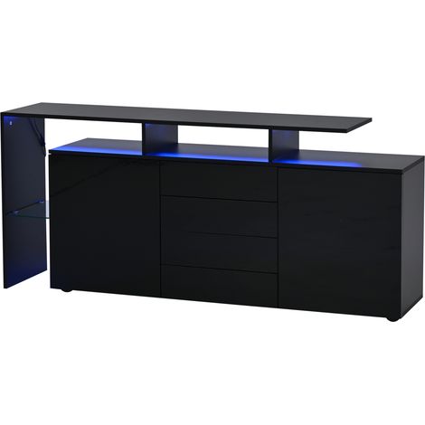 Aparador negro brillante con LED 160 x 35 x 70 cm (1/5)