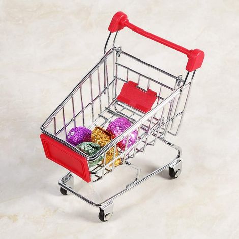 Chariot de Courses pour Animaux de Compagnie, Jouet Amusant pour la Croissance de L'intelligence, pour le Jeu ou la Coordination des Exercices, Mini Chariot de supermarché en Alliage de (rouge) (1/5)