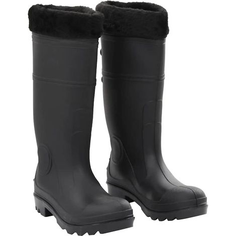 Bottes en caoutchouc noires à doublure amovible, pointure 39, PVC (1/5)