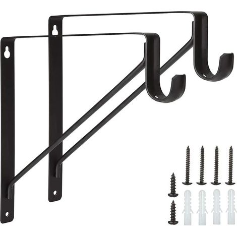 Support mural pour étagères – 2 jeux, charge max 150 kg, fixation à 90°, noir, cadre flottant et trépied inclus (1/5)