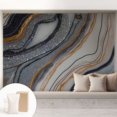 Papier peint intissé avec imprimé installation simple qualité excellente sans désordre - Colle incluse gratuite Vagues de pierre 208x146 cm (1/5)