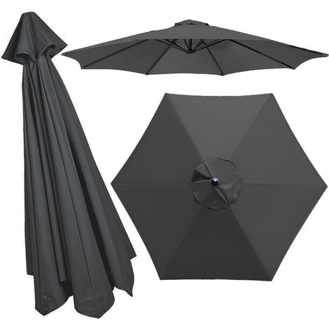Housse De Rechange À 8 Baleines 6 Baleines - Auvent De Rechange Épais Pour Parasol De Terrasse Tissu De Polyester - Toile De Remplacement Amovible/lavable - Toile Parasol(Gray,6 RIBS: 270CM/8.8FT) (1/5)