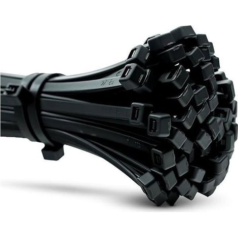 Lot de 100 attaches de câble noires 200 x 3,6 mm, résistantes aux hautes températures (1/4)
