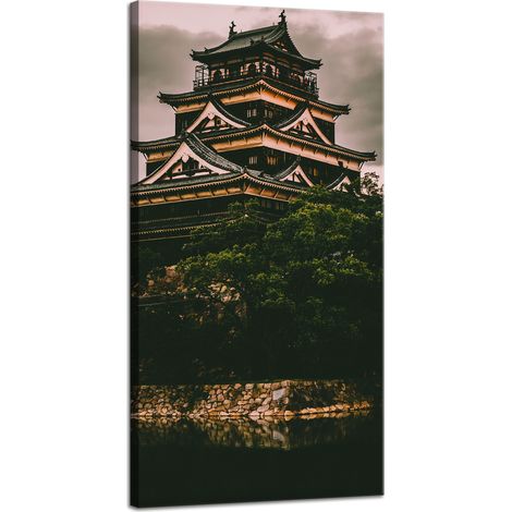 Leinwandgemälde Architektur Burg Hiroshima 40x80 cm
