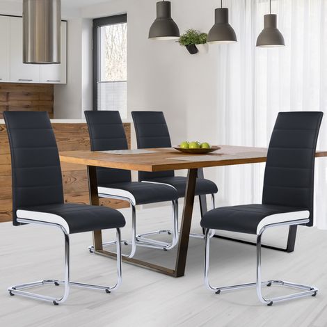 Juego de 4 sillas de comedor MIA negras con ribete blanco