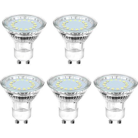 Ampoule LED GU10, 6500 K, 4 W, équivalent halogène 50 W, 450 lm, spot LED, culot GU10, non dimmable, 230 V, faisceau large 110°, lot de 5 (1/3)