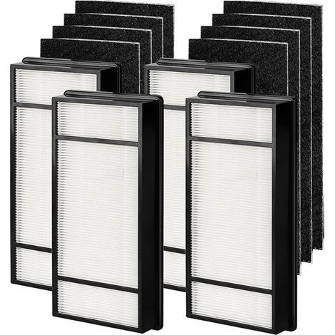 Lntyq Lot de 4 filtres HRF-H1 HRF-H2 (H) + lot de 8 pré-filtres à charbon compatibles avec Honeywell HPA060, HPA160, HPA050, HPA150, HHT055, HHT155 (1/5)