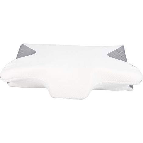 Oreiller cervical avec taie d'oreiller hypoallergénique, en mousse à mémoire de forme haute densité à rebond lent, pour un soutien optimal de la nuque et du dos. (1/5)