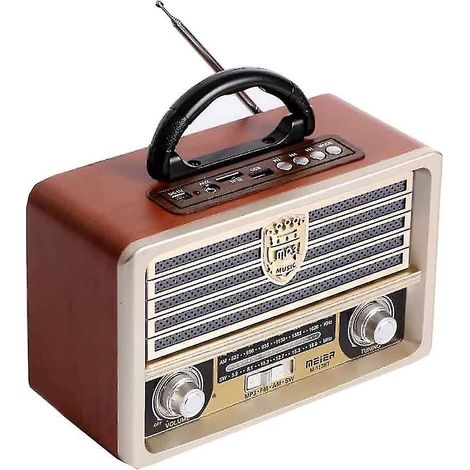 Radio rétro en bois AM/FM, enceinte Bluetooth 4.0 sans fil, style vintage, basses puissantes, mini-enceinte (1/5)