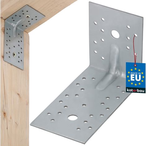 Conector angular para carpintería KOTARBAU®, de acero inoxidable, con relieve, 100x150x80 mm