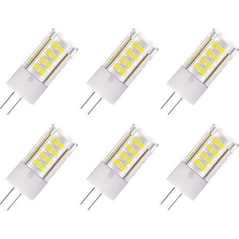 Lot de 6 Ampoules LED G4 AC/DC 12V, 5W, 500 Lumens, Blanc Froid 6000K, Angle de faisceau 360°, équivalent G4 Halogène 50W, Not Dimmable [Classe énergétique B] (1/3)