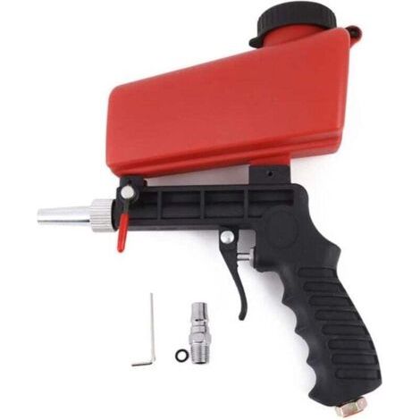 Tragbares pneumatisches Sandstrahlgerät, professionelle Sandstrahlpistole, pneumatisches Sandstrahlgerät zum Entfernen von Lackabplatzern und Rost (Rot)