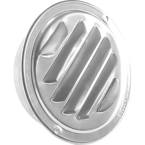 Grille de ventilation ronde en acier inoxydable avec persiennes, 120 mm, avec moustiquaire intégrée pour cuisine, salle de bain ou bureau. (1/5)