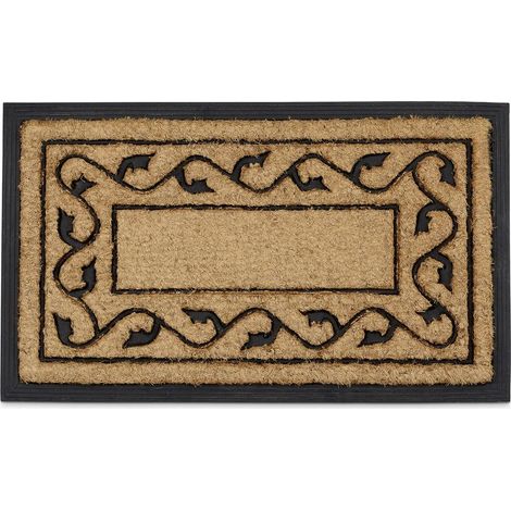 1 Paillasson, antidérapant, fibres de coco, caoutchouc, motif floral, intérieur extérieur (1/5)