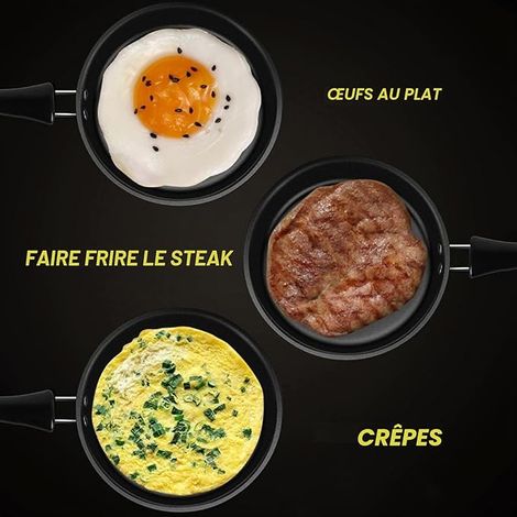 Set of Mini Frying Pans 12 cm Small Induction Frying Pan Small Egg Pan Mini Egg Pan Fried Egg Pan for Gas Stove Induction with Brushes and Egg Moulds (1/4)