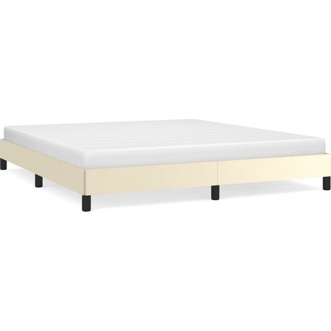 Lit double  Lit adulte  Cadre de lit Crème 160x200 cm Similicuir