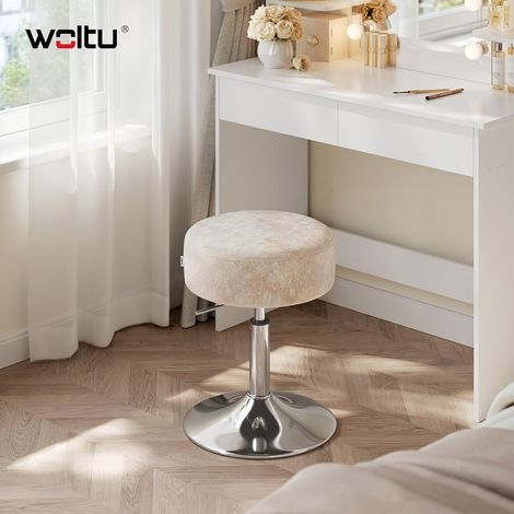 WOLTU Taburete Giratorio Regulable en Altura, 44-56 cm, Terciopelo Silla Giratoria 360°,Caqui (1/5)