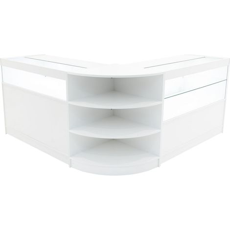 Set Mostradores Comerciales "HARMONIA" Negro B1200+C1200+LM60 MDF y vidrio templado Estantes y puertas corredizas con cerradura Fácil Montaje Mostrador Recepción Expositor Comercial Mesa