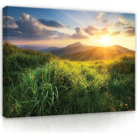 Peinture paysage montagnes nature sur toile 120x80 (1/3)