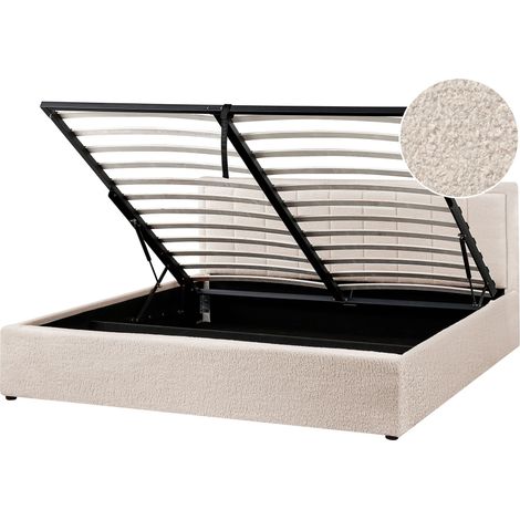 Ottoman Bed Boucle MONTLAUR 180 x 200 cm (EU Super King) Beige