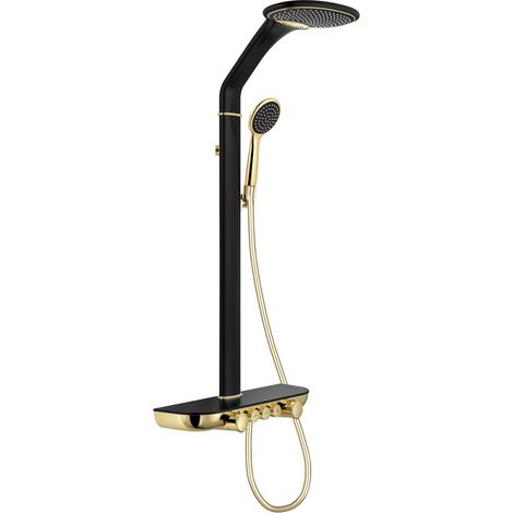 Mexen Bolt conjunto de ducha empotrado con rociador y grifo, negro/dorado - 78108-75 (1/2)