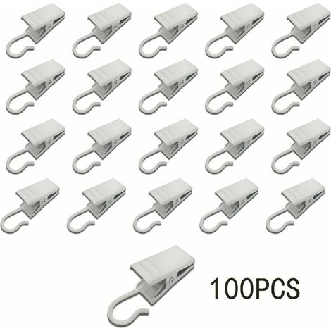 100pcs pinces à rideaux en métal crochets crochets de suspension légers fournitures de décoration de fête (blanc) (1/4)