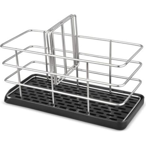 Porte Eponge Evier Cuisine,Rangement Pose Range Porte Éponge Cuisine Organiseur pour aà Poser INOX,Ventouse Support Eponge Evier avec Bac De Récupération