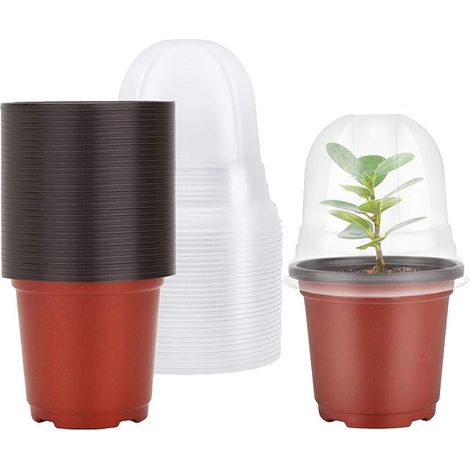 Lot 10 pots fleurs plastique réutilisables – 9x14x5.8cm – pour plantes grasses, aromatiques – intérieur/extérieur
