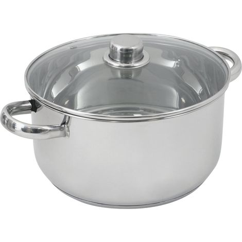 Marmite en Inox 10 L Couvercle Verre Diamètre: 28 cm, Argenté (1/4)