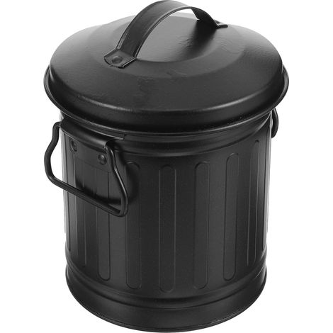 Mülleimer aus Eisen in Schwarz Robuster und