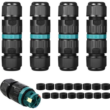 IP68 Junction Box, 3 Pin Cable Connector for Earth Cable 5 to 12 mm Diameter, Outdoor Junction Boxes, Suitable for Garden, Outdoor, Floor, Roof (4 Pieces) (1/5)
