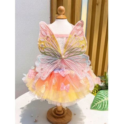 Schmetterlings-Perlen-Haustierkleid: Eleganter Ballett-Tüllrock, farbenfrohes Hundeoutfit, geeignet für Katzen und Hunde, trendiges Prinzessinnenkleid, Größe M (1/5)