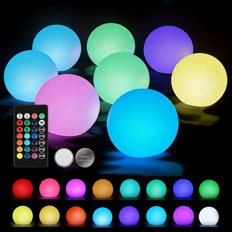 Juego de 8 luces LED flotantes para piscina con control remoto, 16 LED RGB que cambian de color, IP65, iluminación flotante para piscinas y fiestas.