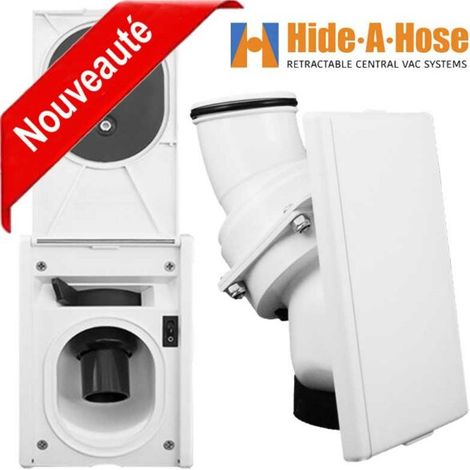 Prise murale blanche Hide-A-Hose nouvelle génération, 20% plus petit que le premier modèle (1/5)