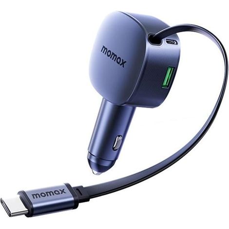 Chargeur Voiture 3-en-1 60W MOMAX UC19 avec Câble Rétractable Gris - Allume-Cigare & USB Rapide - Compatibilité Universelle Aut... (1/5)