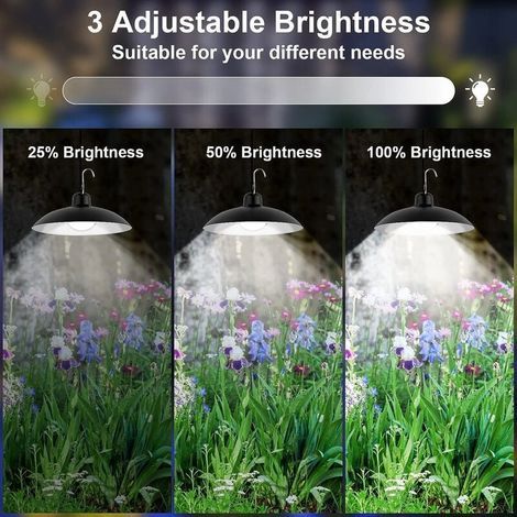 Lampe Solaire Extérieur Suspendue, Suspension solaire à double tête vec Télécommande 3 Luminosité Mode IP44 étanche avec câble de 3M pour Jardin Porte Garage (1/4)