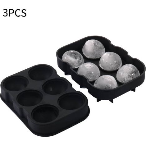 3 Pack Silicone Ice Cube Trays - Ice Cube Tray with Lid - Large BPA Free Silicone Ice Cube Molds - Round Silicone Ice Cube Molds - Ice Cube Maker - Black (1/5)