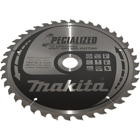 Makita - Sägeblatt Holz, 270x30 mm, 40 Zähne B-33205 (1/2)